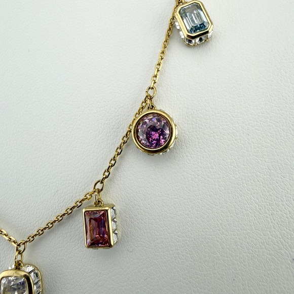 Swarovski Crystal Multi Colored Crystal Necklace Gold Toned - Picture 4 of 6